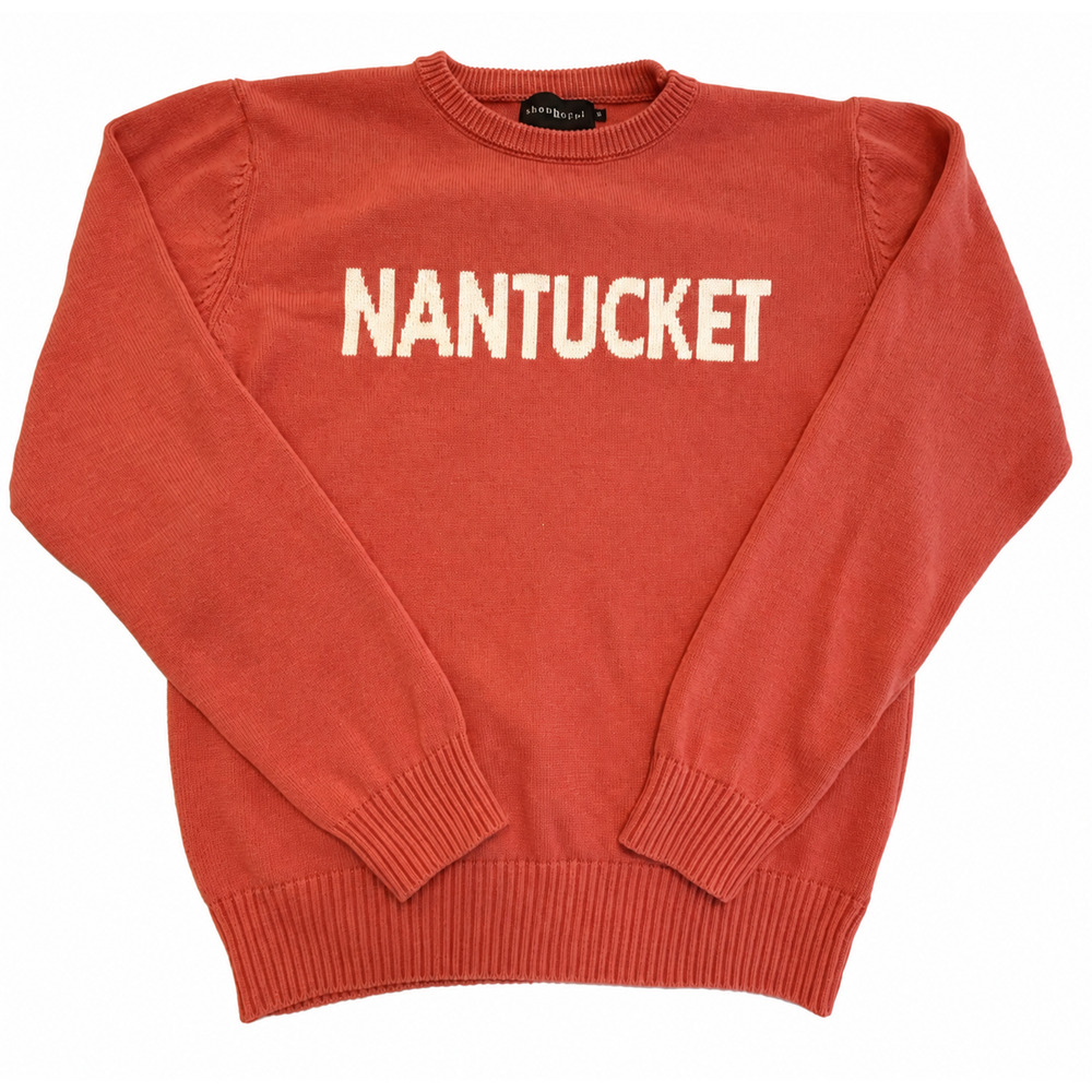 Nantucket Sweater Womens M Coral Cotton Crewneck Coastal Resort by Thoughtful - Picture 2 of 9